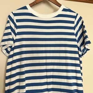 Blue and White Striped T-Shirt Dress